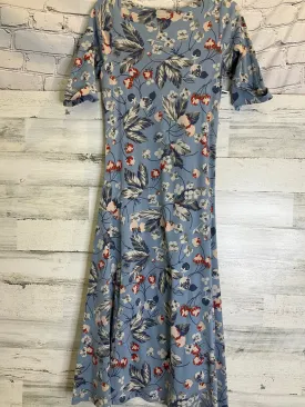 Blue & Brown Dress Casual Midi Lauren By Ralph Lauren, Size L