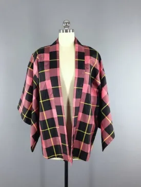 1960s Vintage Haori / Pink Plaid