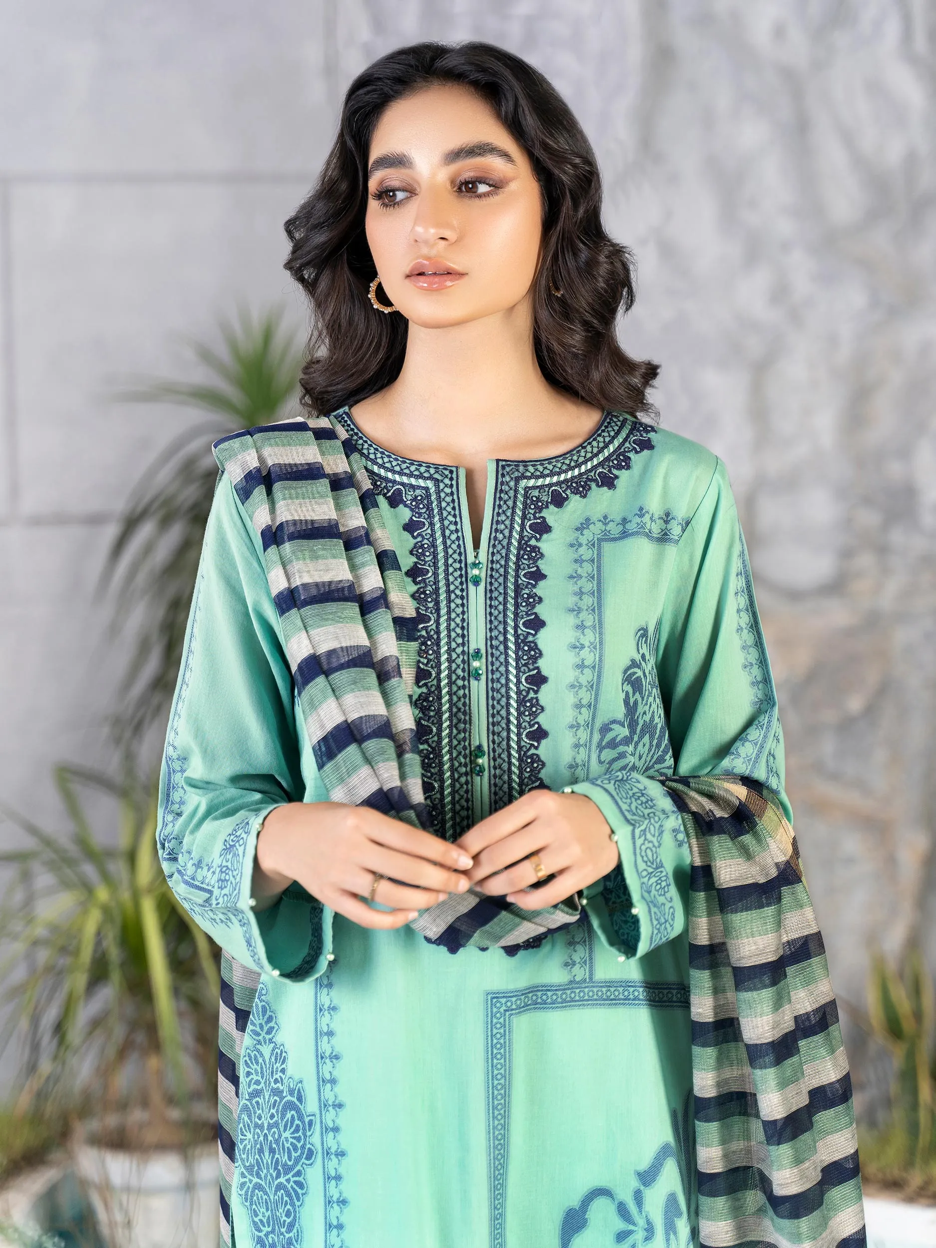 2 Piece Jacquard Suit-Embroidered (Unstitched)