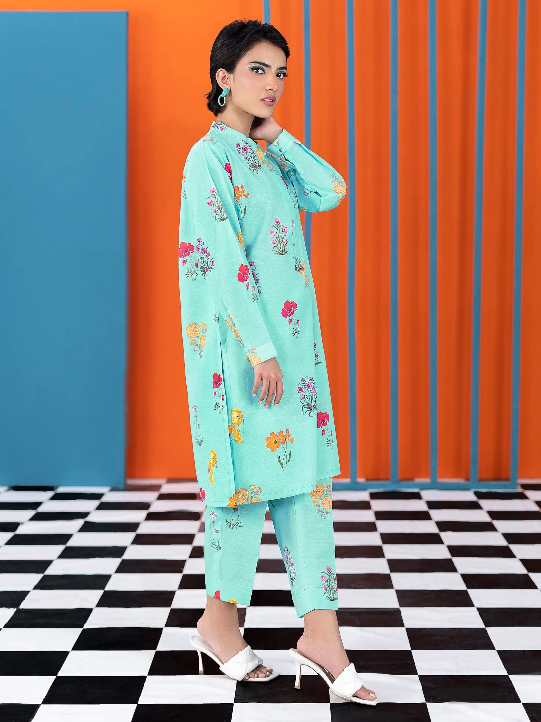 2 Piece Khaddar Suit-Printed (Unstitched)