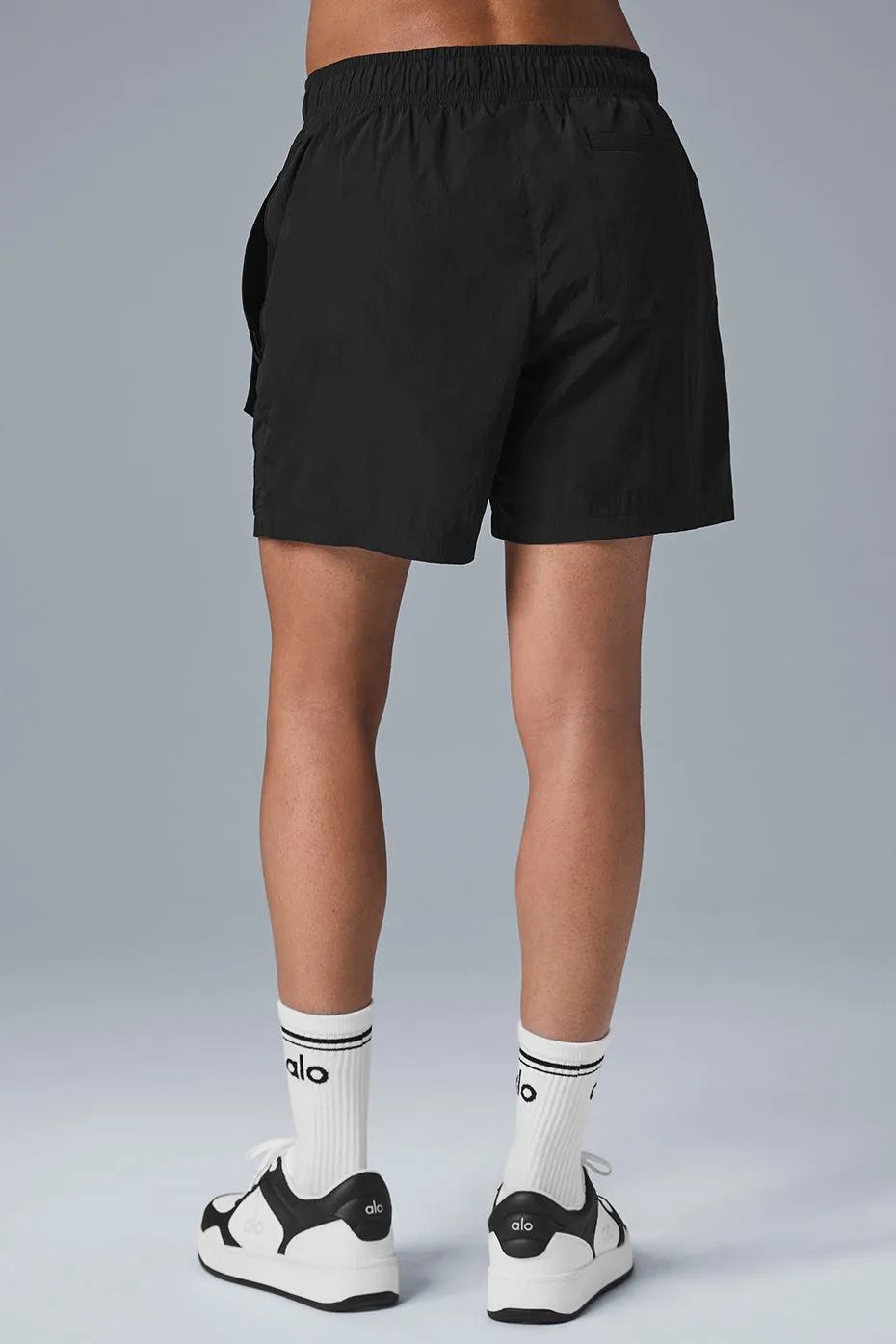 7" Crinkle Nylon Excursion Cargo Short - Black