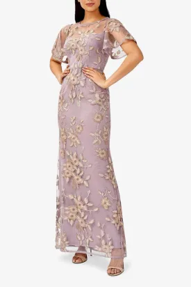 Adrianna Papell AP1E209757 - Illusion Floral Embroidery Long Dress