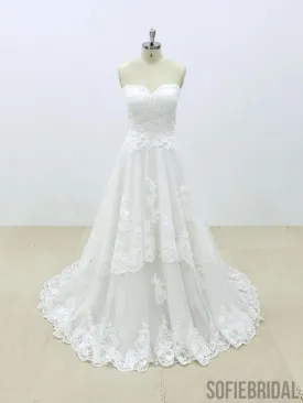 Affordable Sweetheart Lace A-line Unique Wedding Dresses Online, WD392