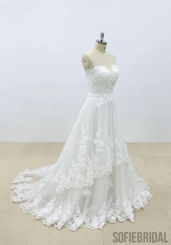 Affordable Sweetheart Lace A-line Unique Wedding Dresses Online, WD392