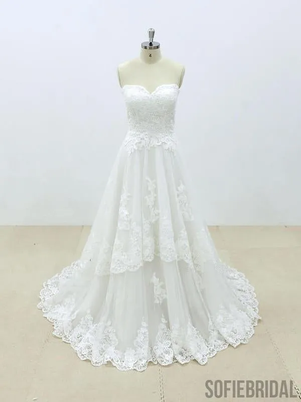 Affordable Sweetheart Lace A-line Unique Wedding Dresses Online, WD392