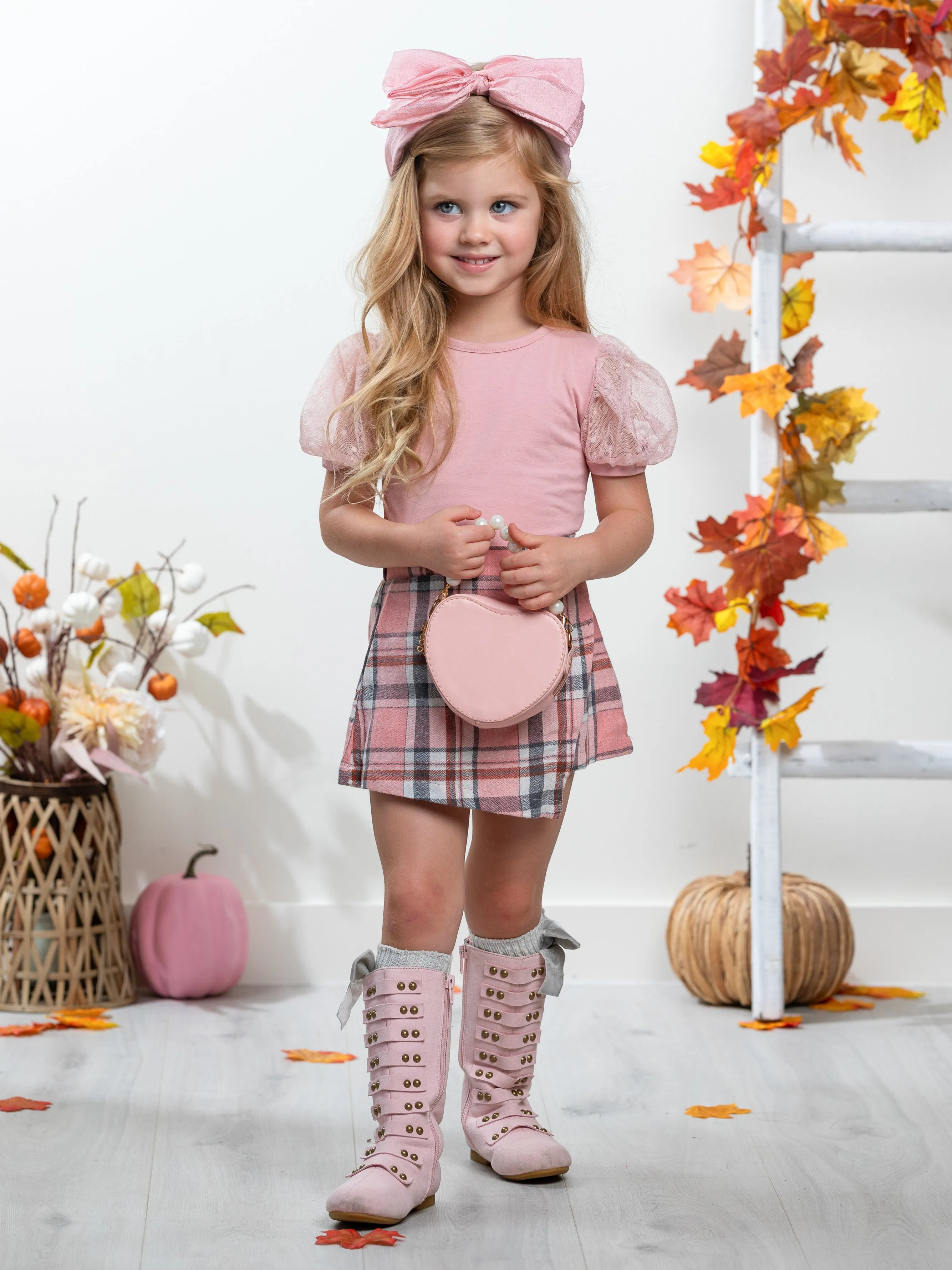 Always Pretty Pink Plaid Skort Set