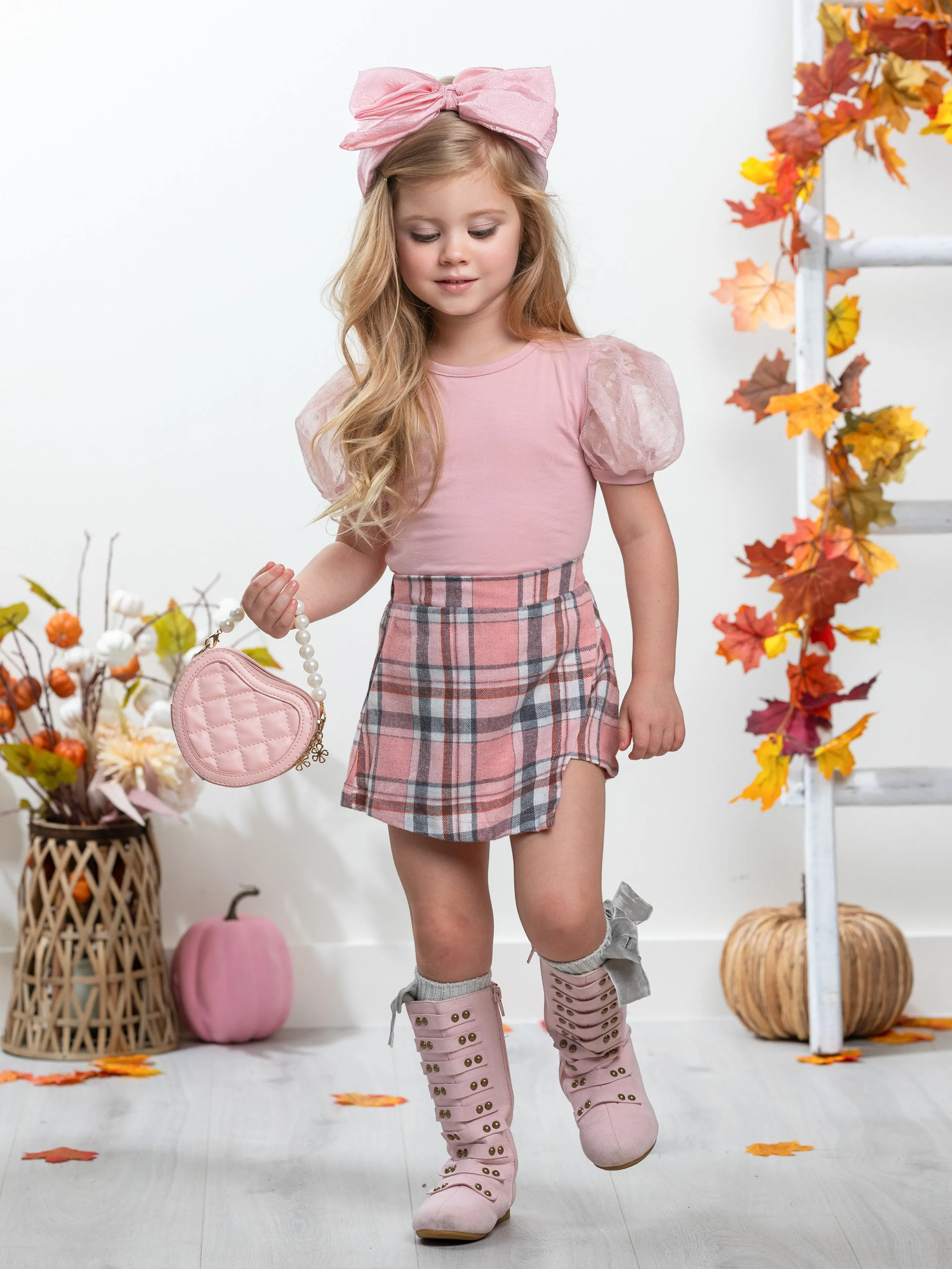 Always Pretty Pink Plaid Skort Set