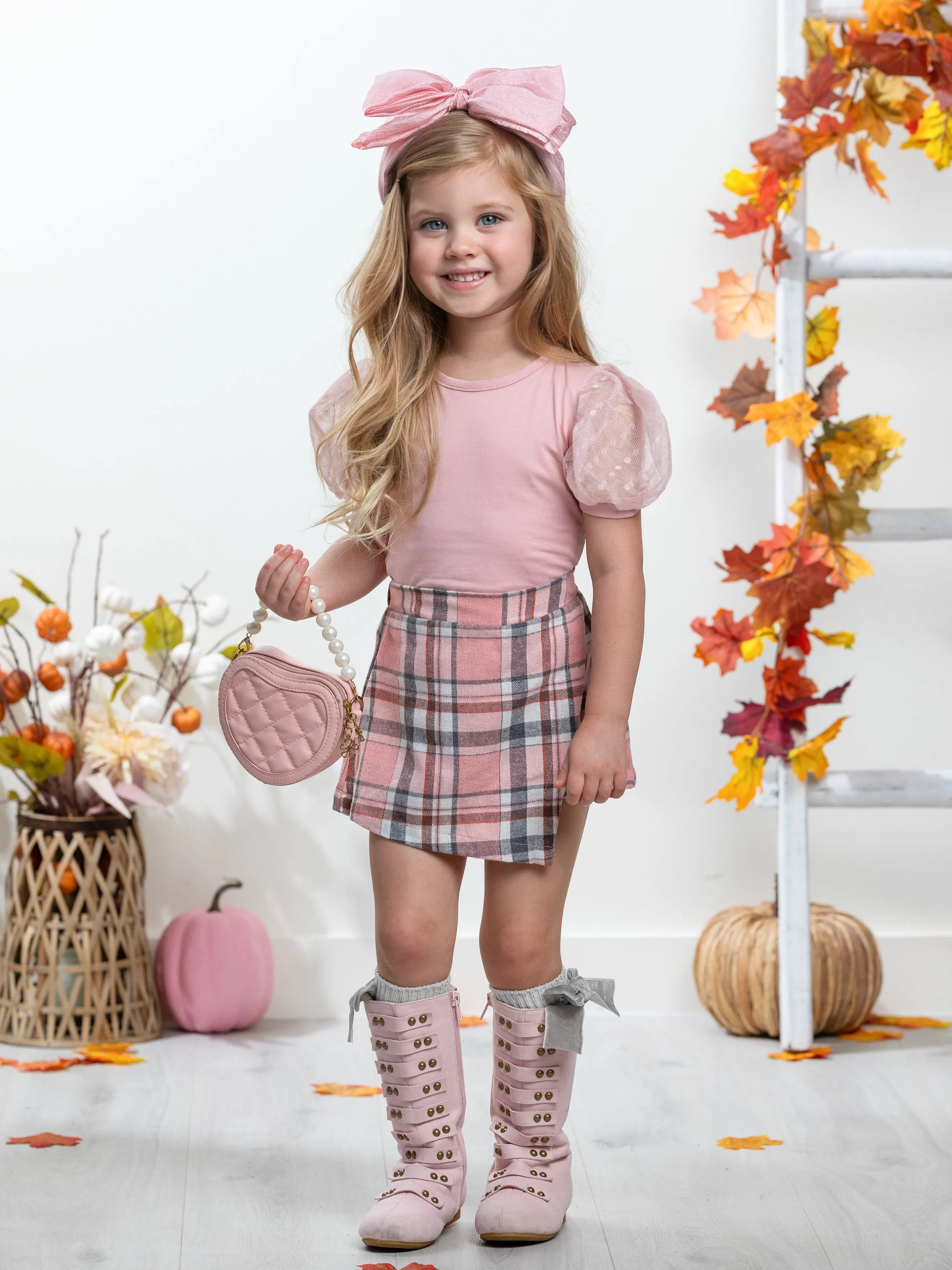 Always Pretty Pink Plaid Skort Set