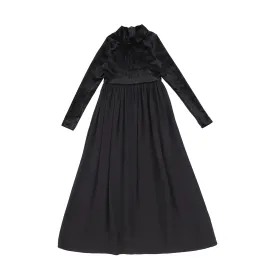 BAMBOO BLACK VELOUR AND CUPRO MAXI DRESS [Final Sale]