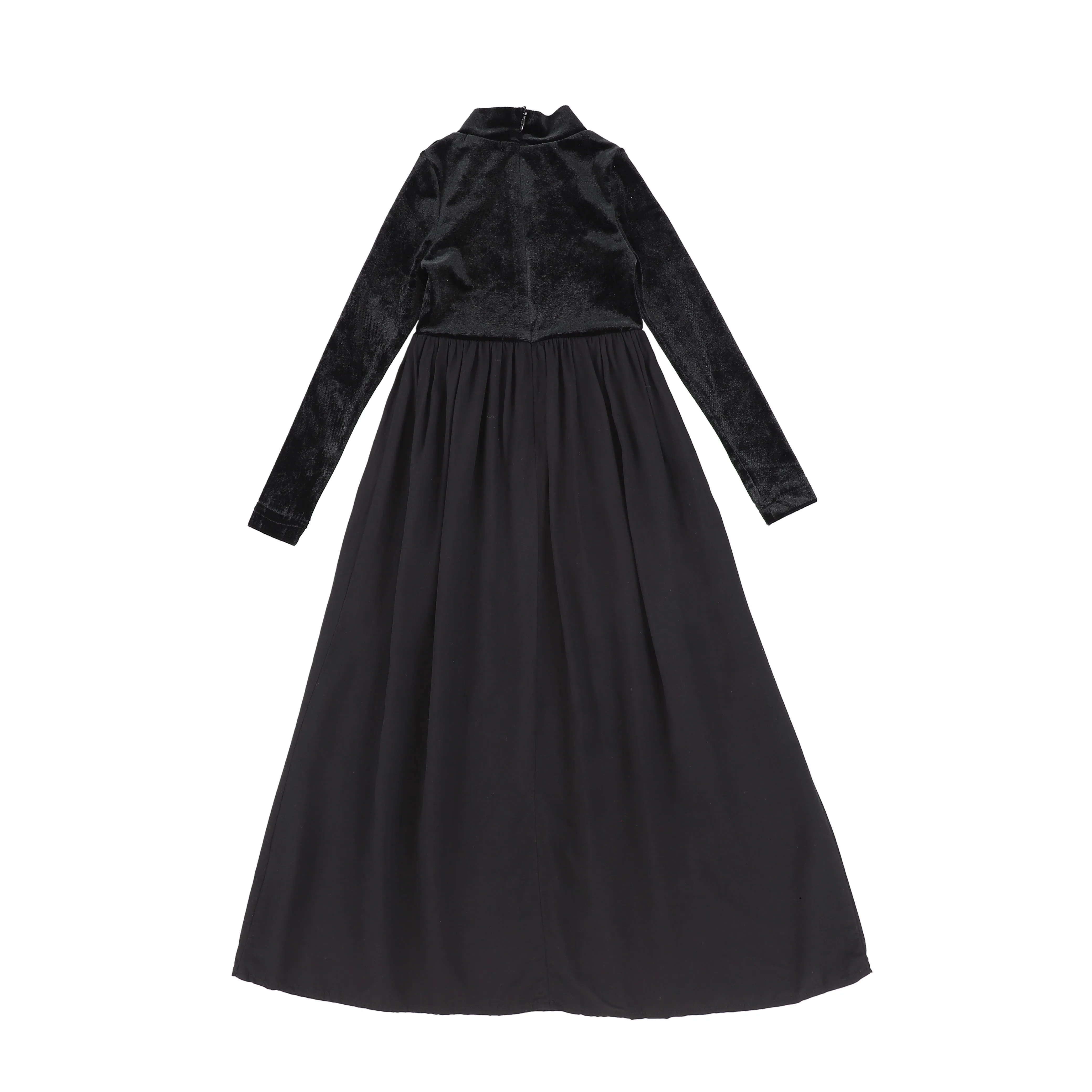 BAMBOO BLACK VELOUR AND CUPRO MAXI DRESS [Final Sale]