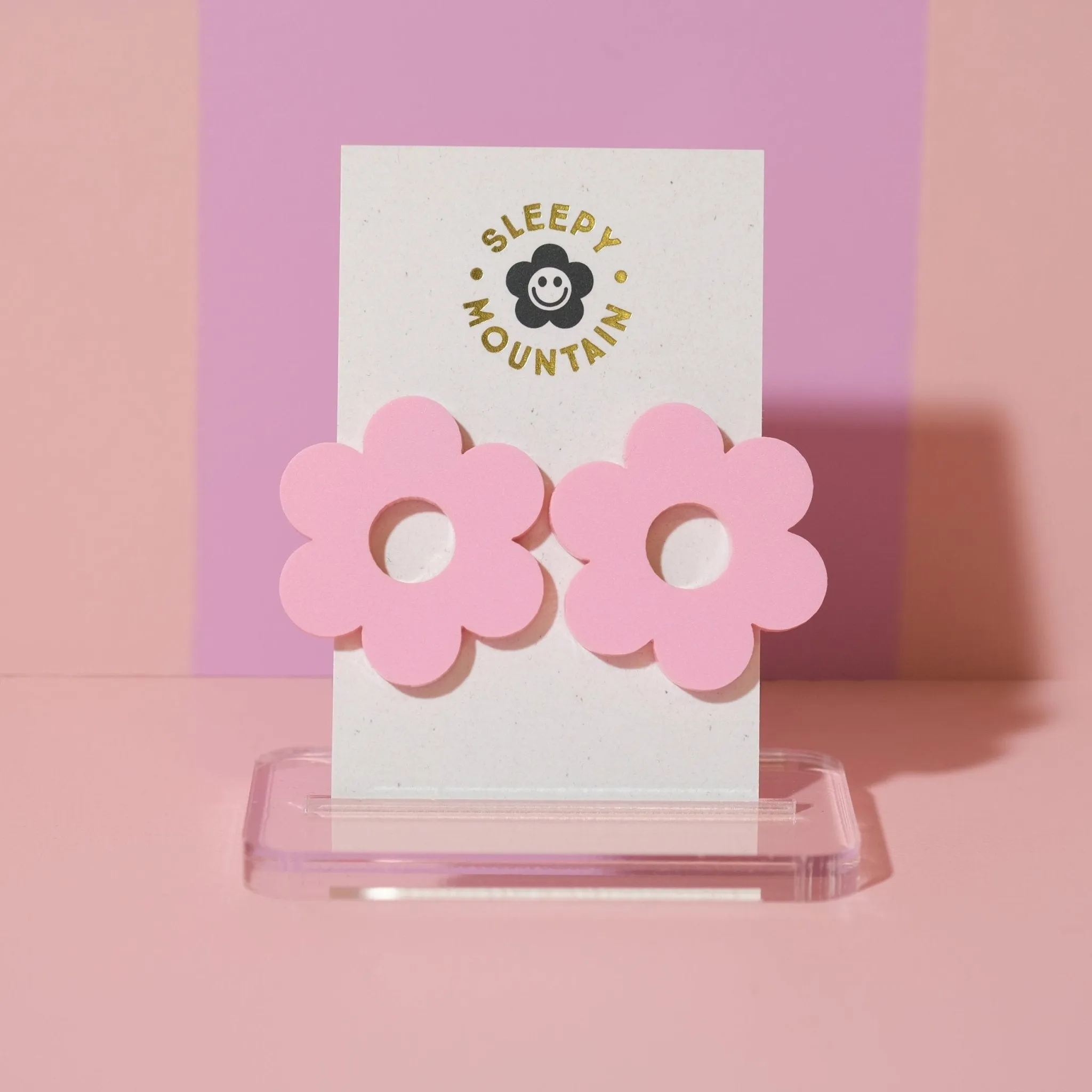 Big Stud Earrings - Pink Daisy Studs