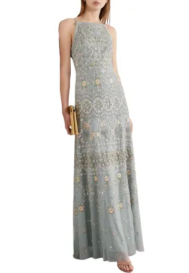 Blue Sweet Petal Cami Embroidered Gown