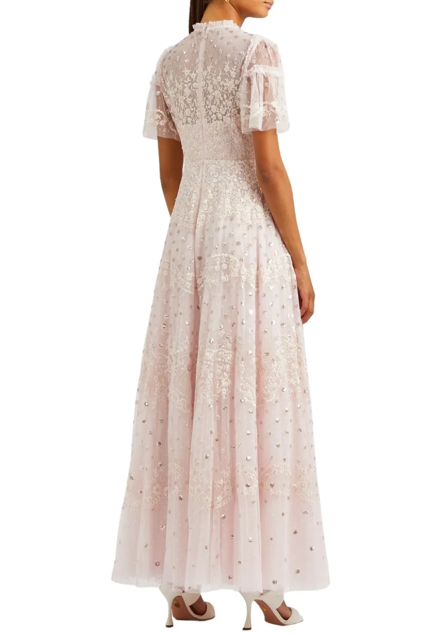 Blush Beatrice Short Sleeves Embellished Gown