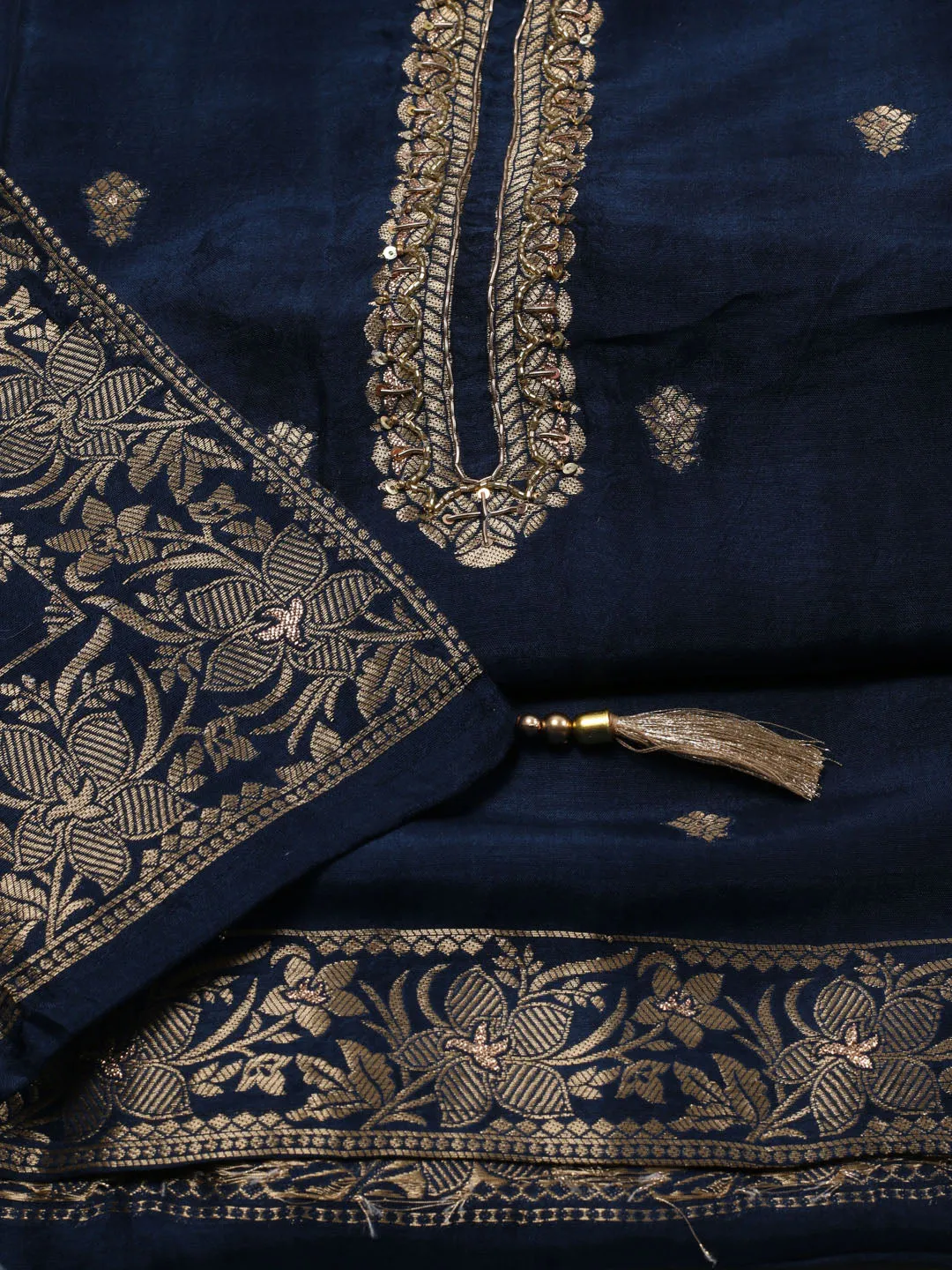 Booti Embroidered Chanderi Unstitched Suit Piece With Dupatta