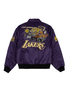 Brain Dead x NBA Los Angeles Lakers Flight Jacket - Purple