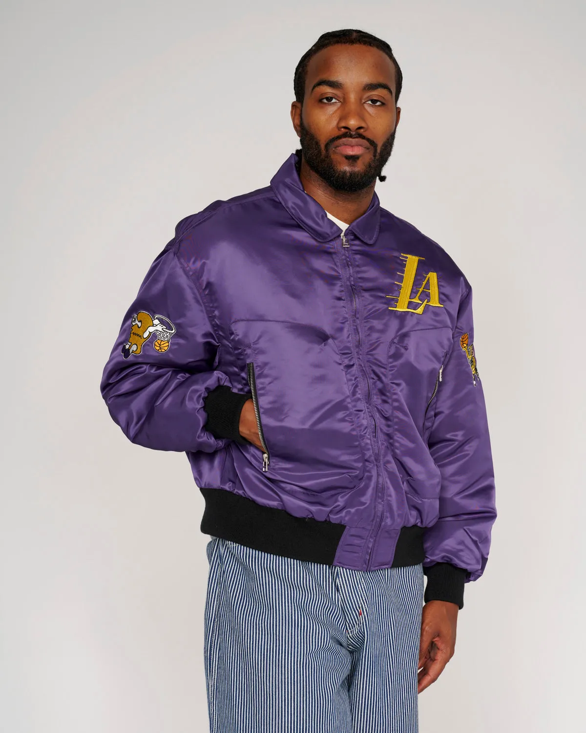 Brain Dead x NBA Los Angeles Lakers Flight Jacket - Purple