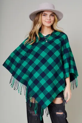 Buffalo Plaid Soft Feel Fringed Poncho