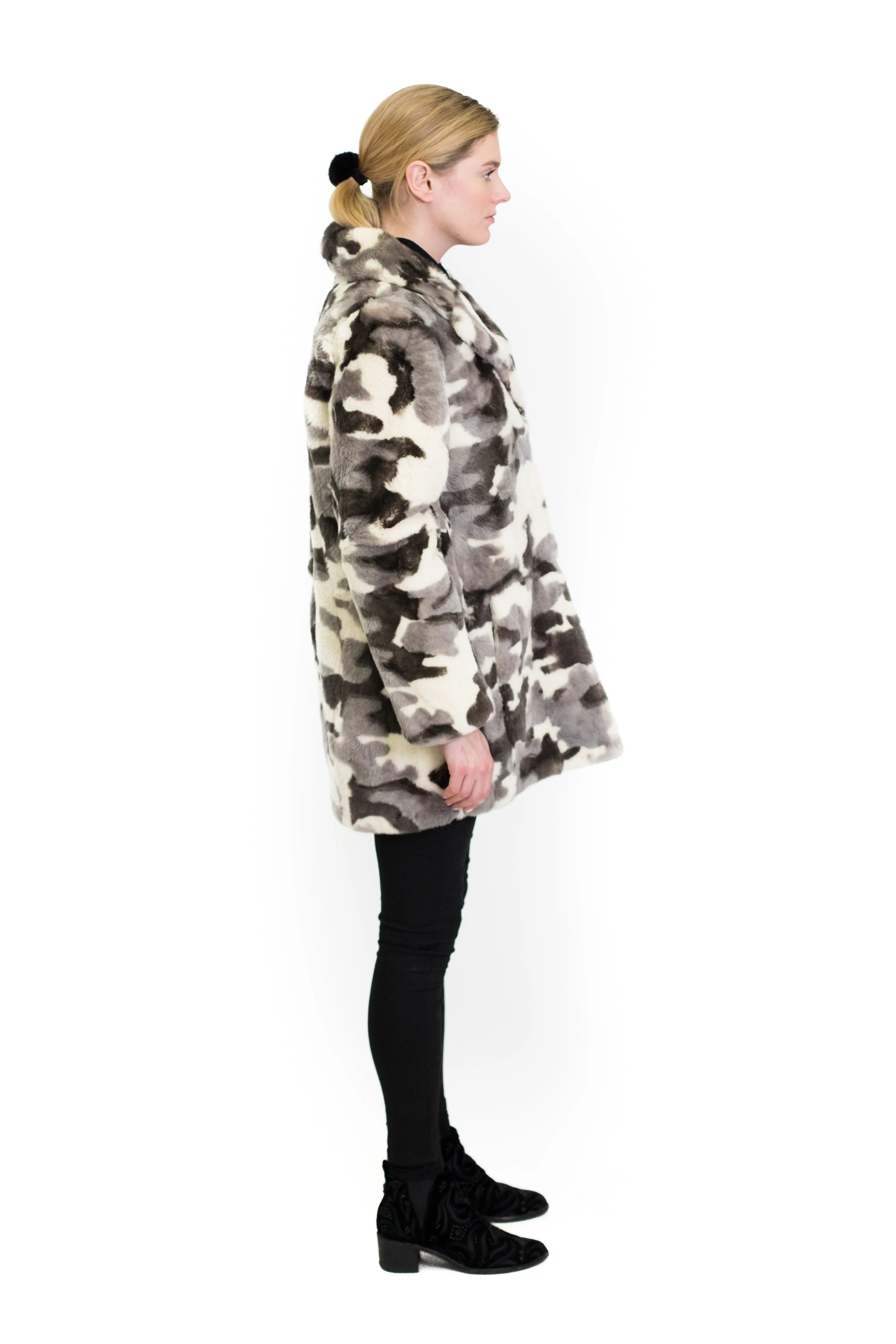 Camo Print Rex Rabbit Coat