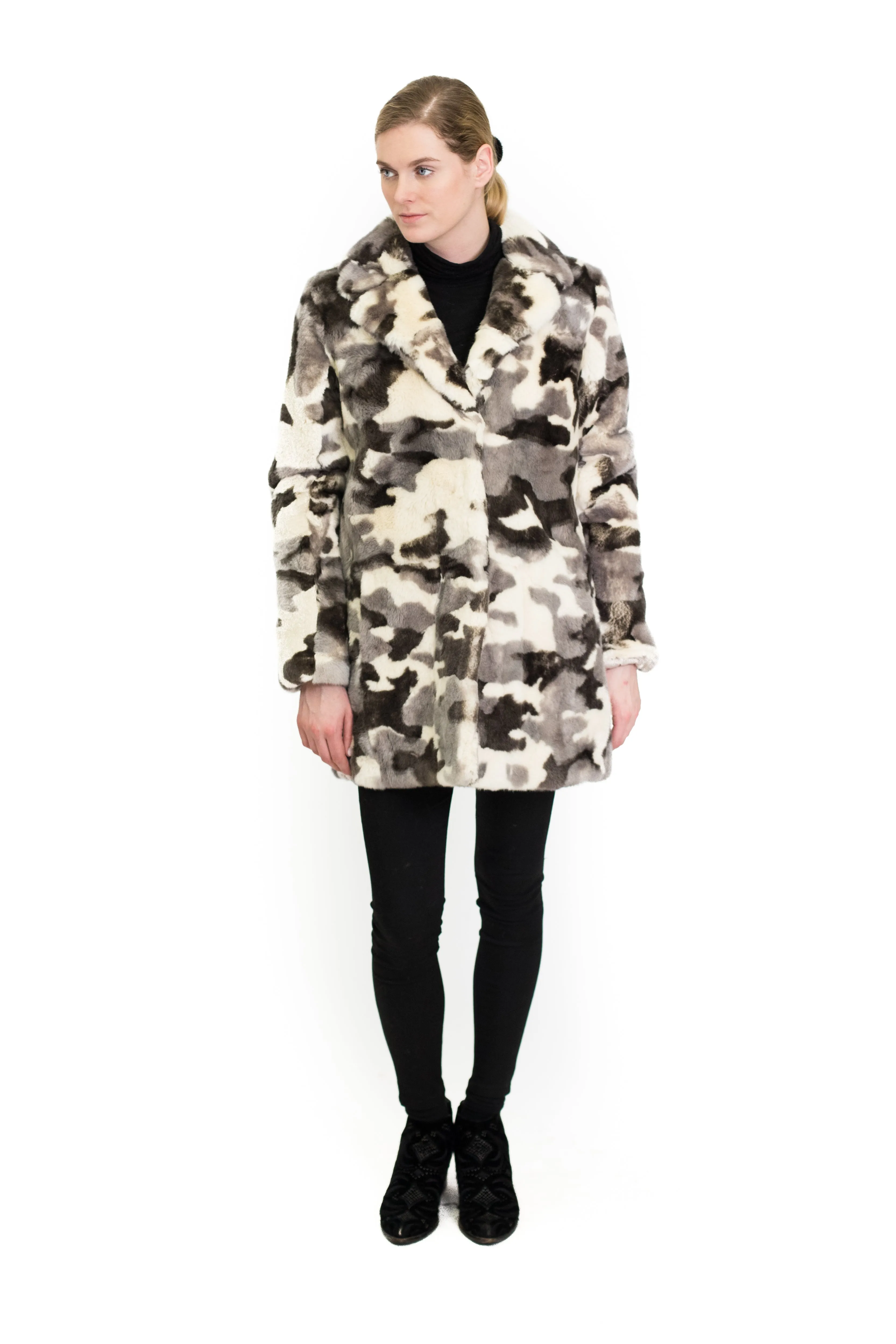 Camo Print Rex Rabbit Coat