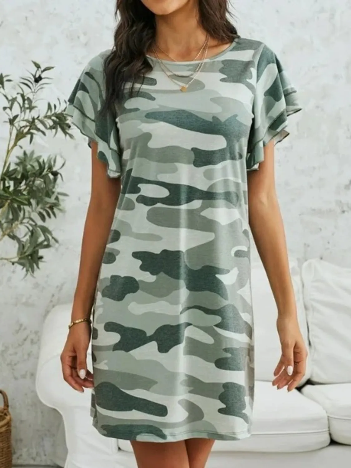 Camouflage Short Sleeve Dress