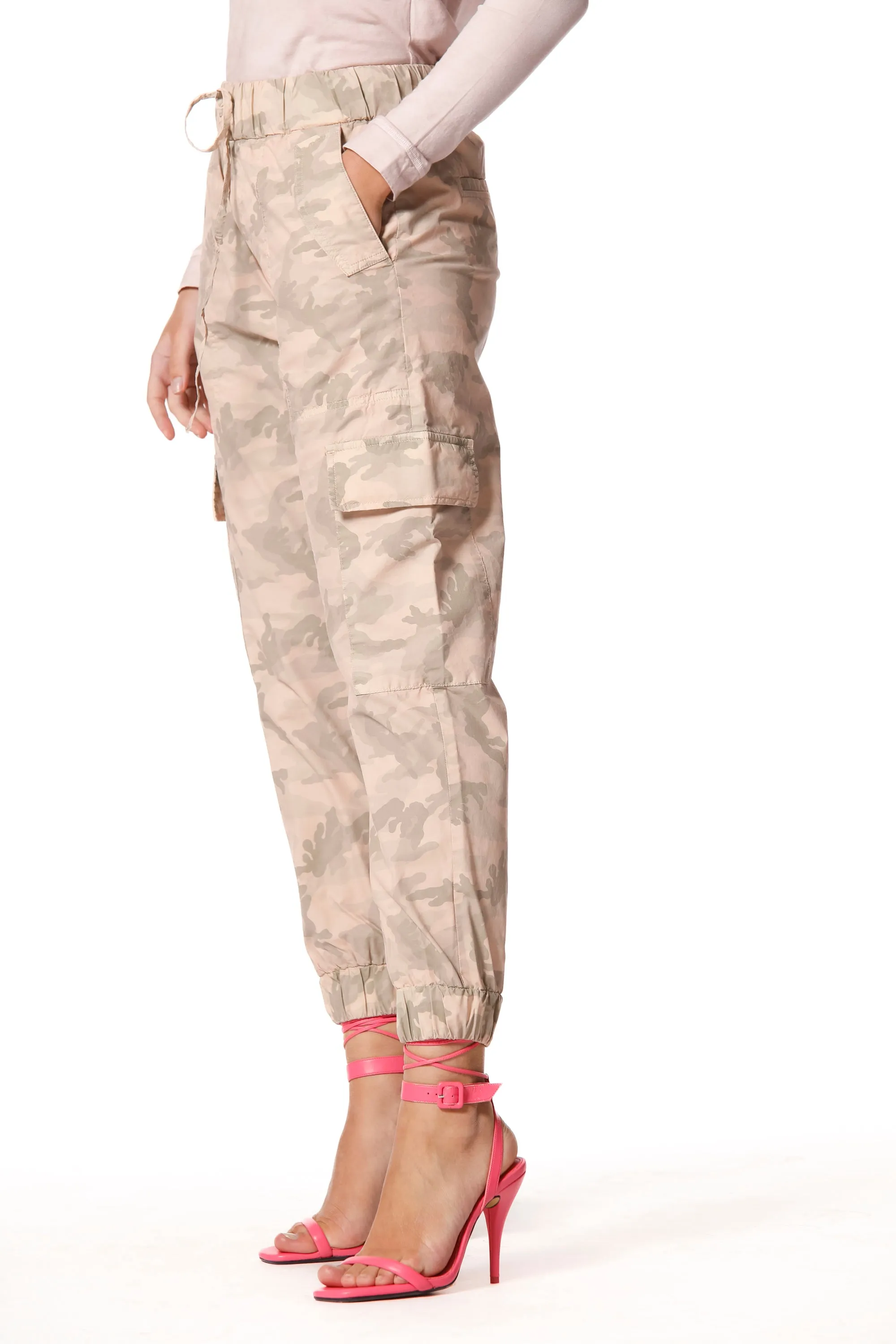 Cargo Jogger pantalone cargo donna in tencel camouflage relaxed