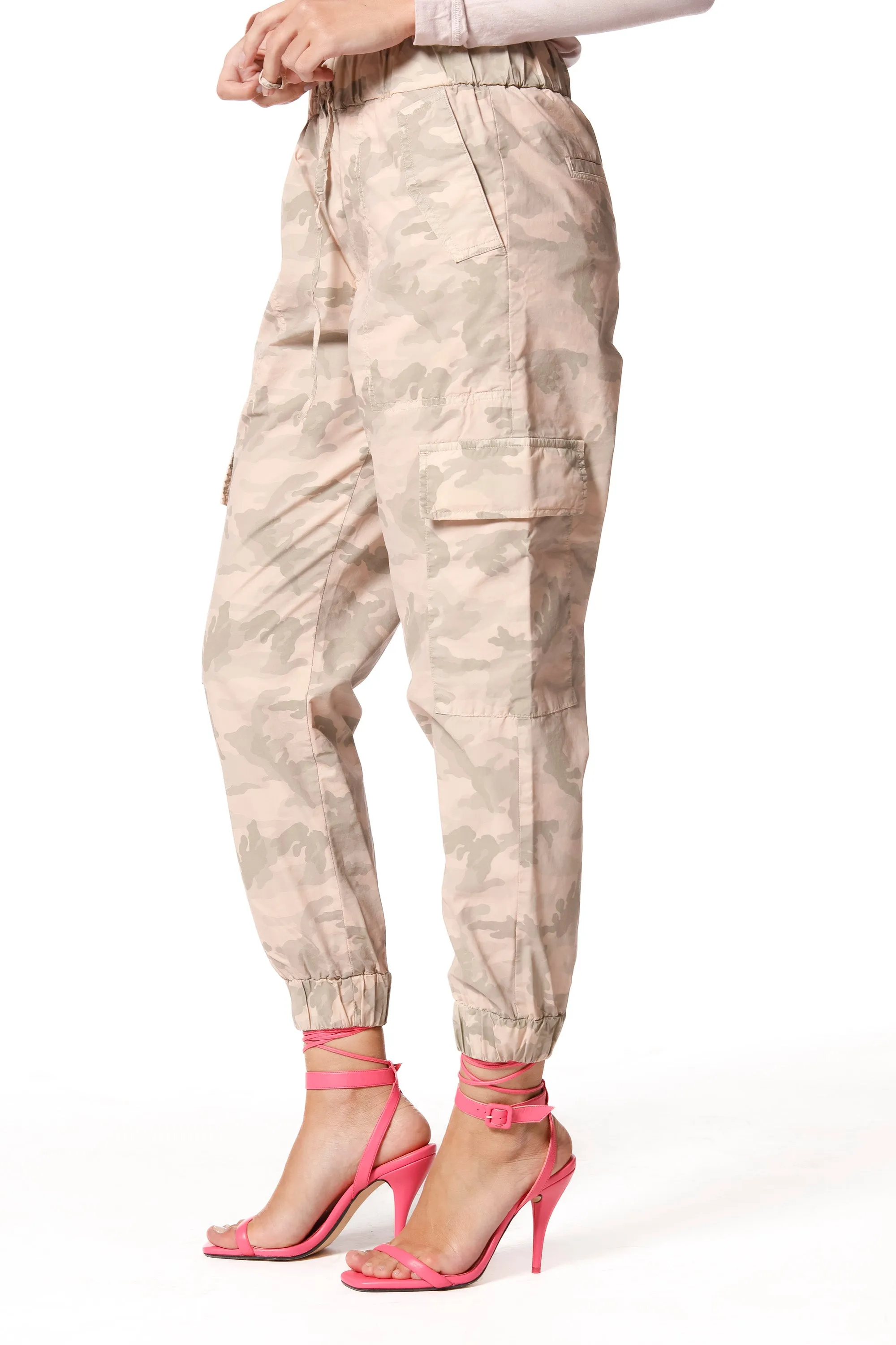 Cargo Jogger pantalone cargo donna in tencel camouflage relaxed