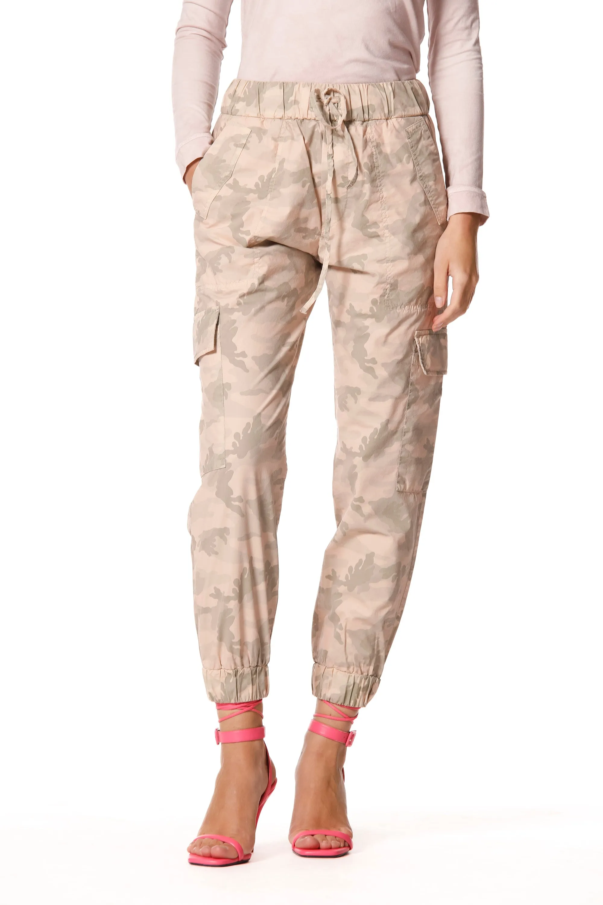 Cargo Jogger pantalone cargo donna in tencel camouflage relaxed