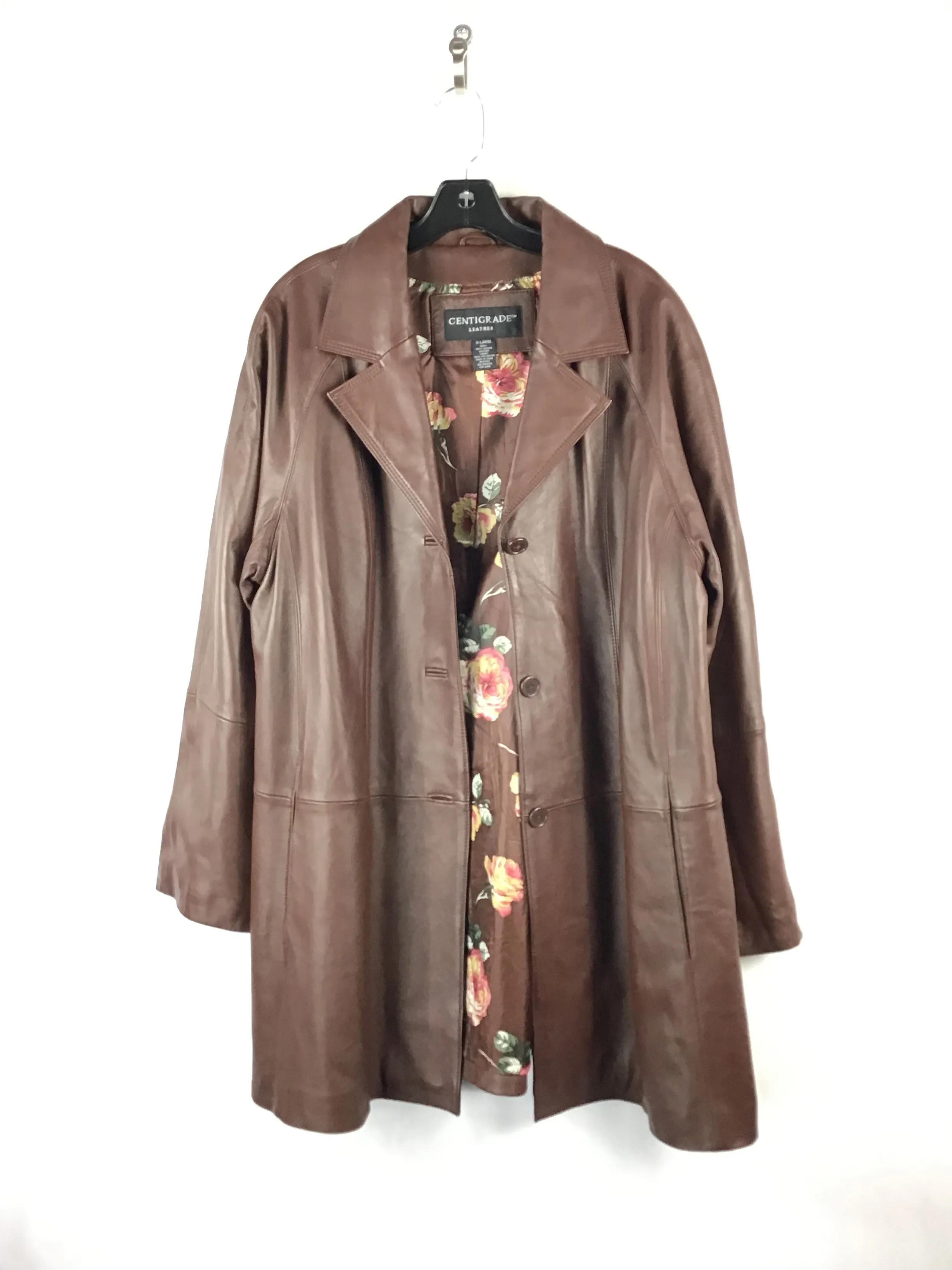 Coat Leather By Clothes Mentor In Brown, Size: Xl