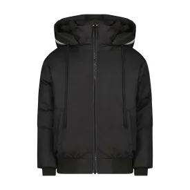 coat reflector hood puffer - black