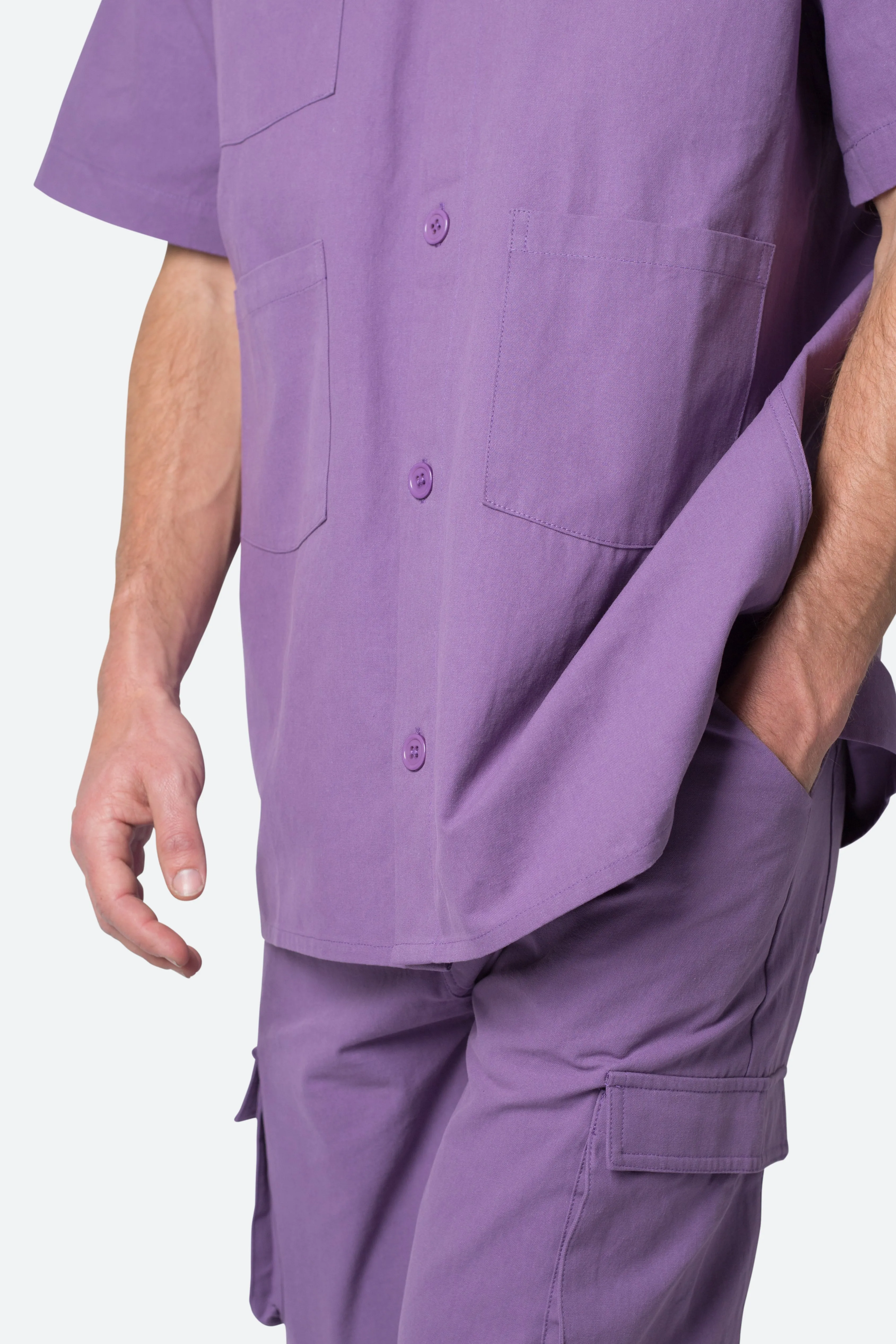 Collared Cargo S/S Shirt - Purple