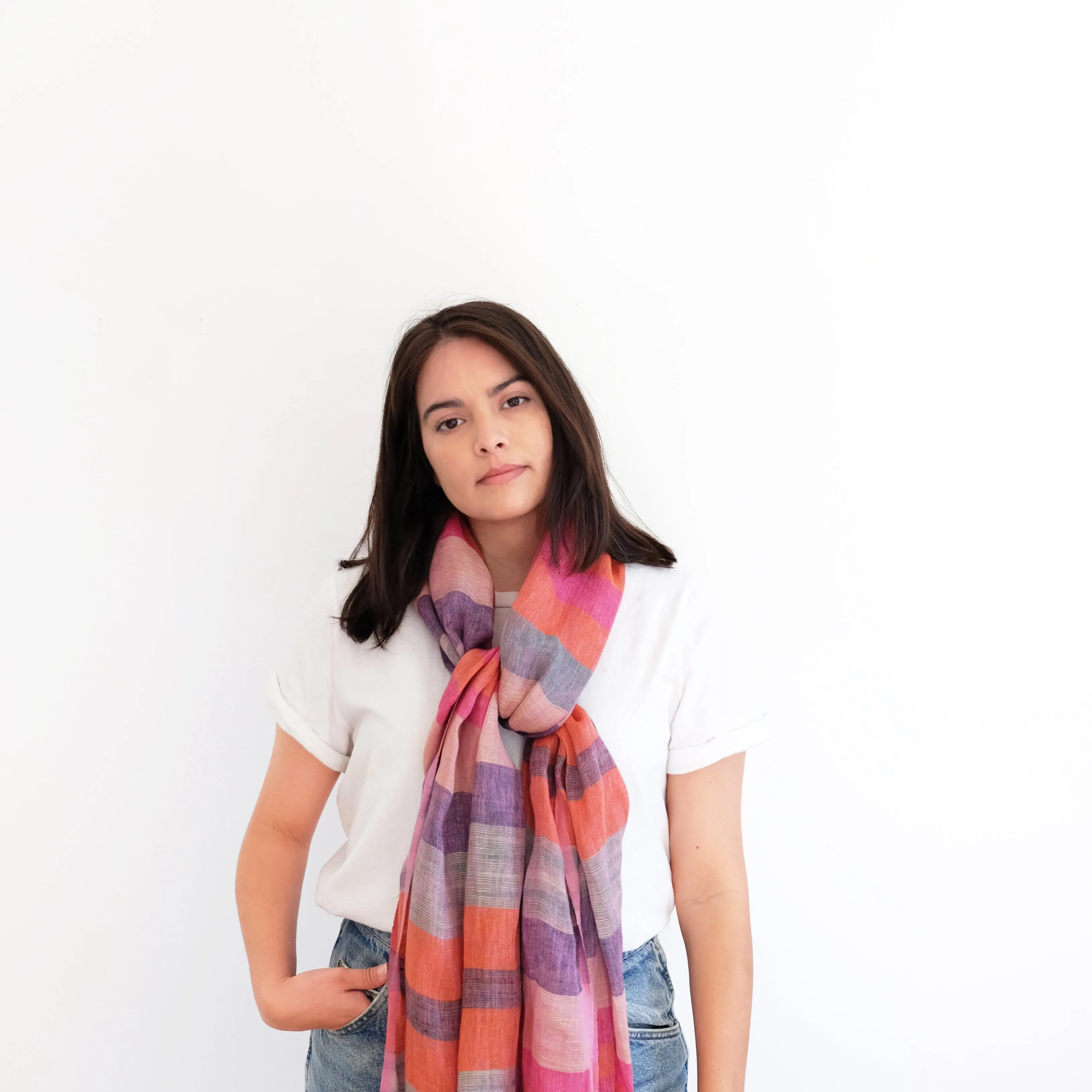 Desert Linen Oversized Scarf - Indigo