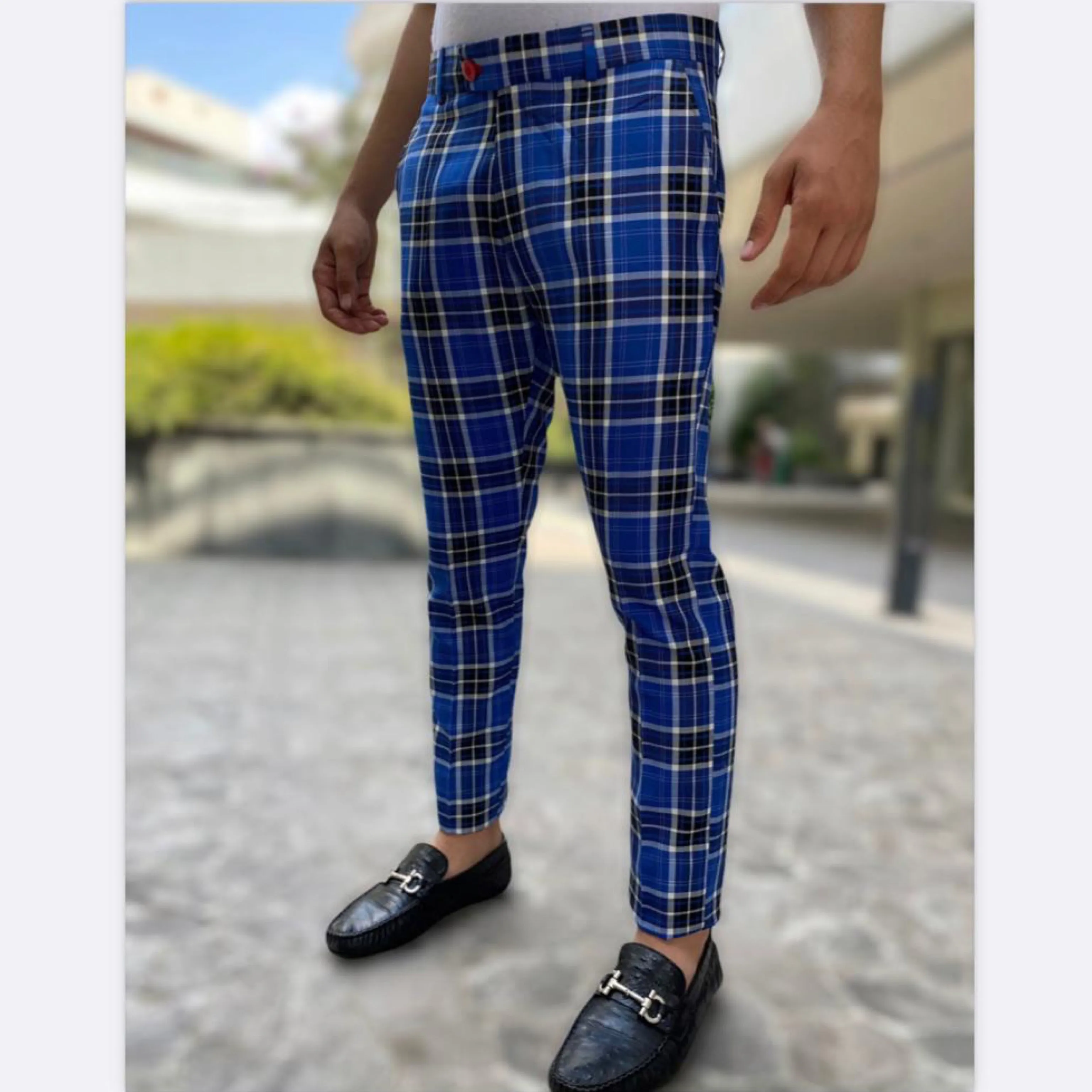 DJ PLUS: Plaid Skinny Dress Pants ON45