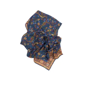 Drake's Blue Parrot Print Wool-Silk Square Scarf