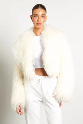 Elsa Cropped Mongolian Fur Coat