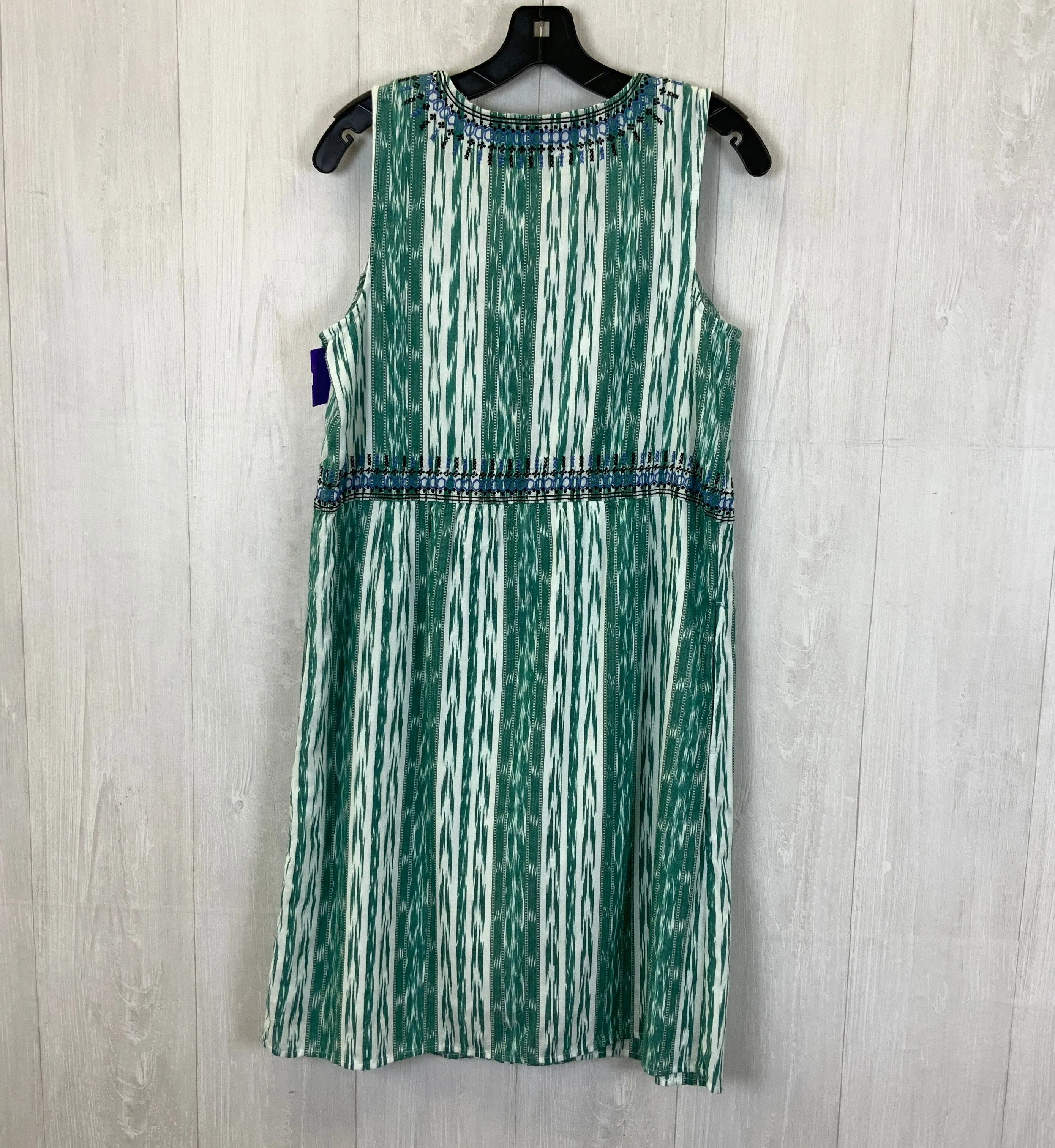 Green & White Dress Casual Midi J. Jill, Size S