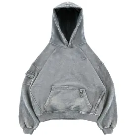 GREY CARGO HOODIE