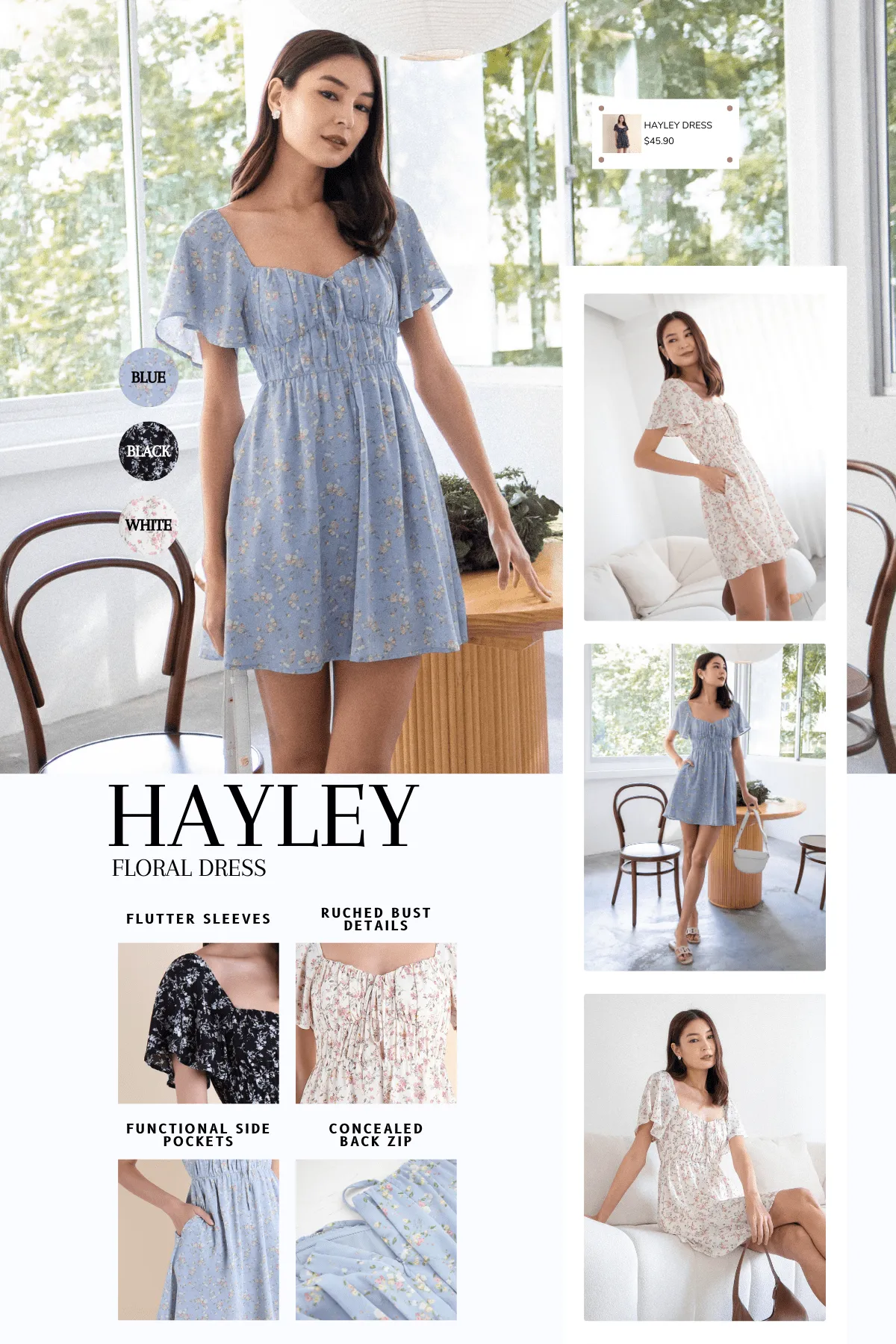 HAYLEY FLORAL DRESS IN BLUE