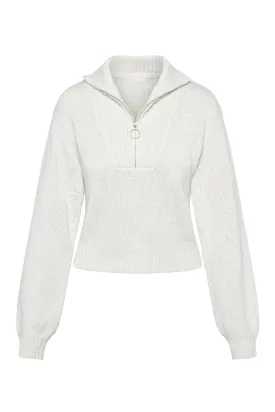 Lisbon Quarter Zip Sweater - White