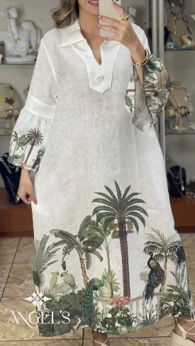 Long Sleeves Maxi OS Linen Dress