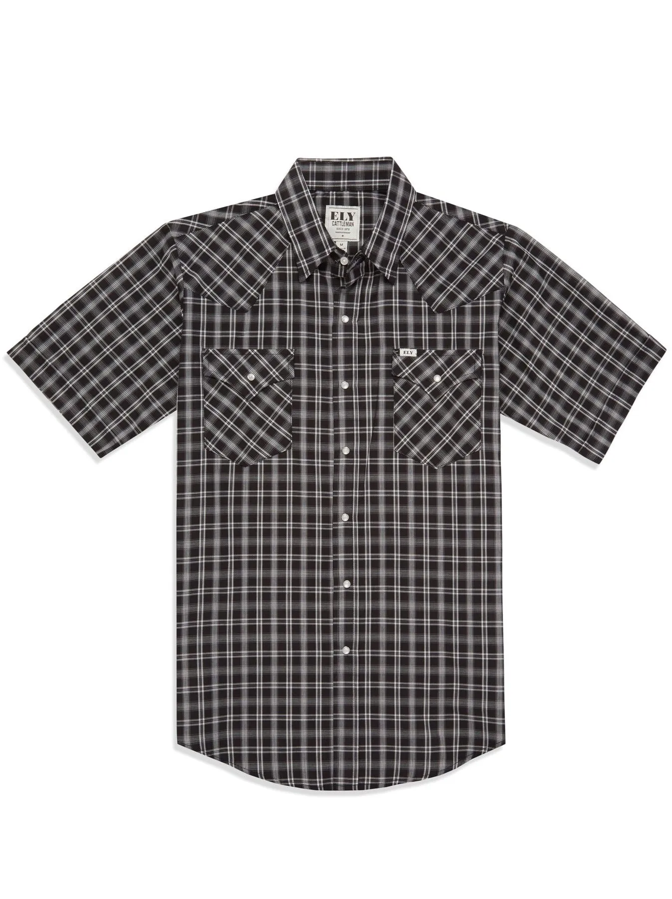 Men's Ely Cattleman Short Sleeve Plaid Western Snap Shirt