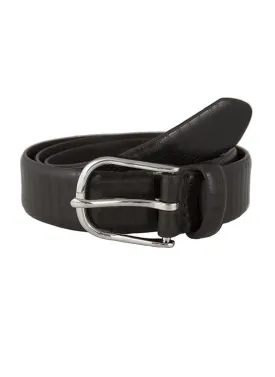 Men's Lizard-Print Leather Belt with Shiny Silver Buckle