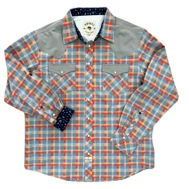 Orange Check / Dove Gray Long Sleeve Performance Western Shirt