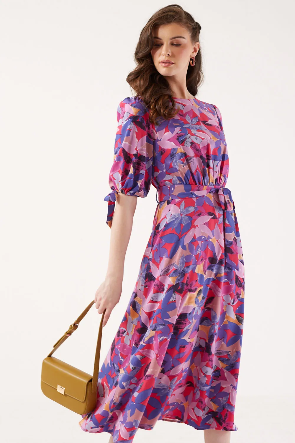 Pixie Daisy Hannah Tie Sleeves Midi Dress