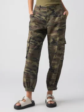 Pleated Linen Cargo Semi-High Rise Pant Little Hero Camo