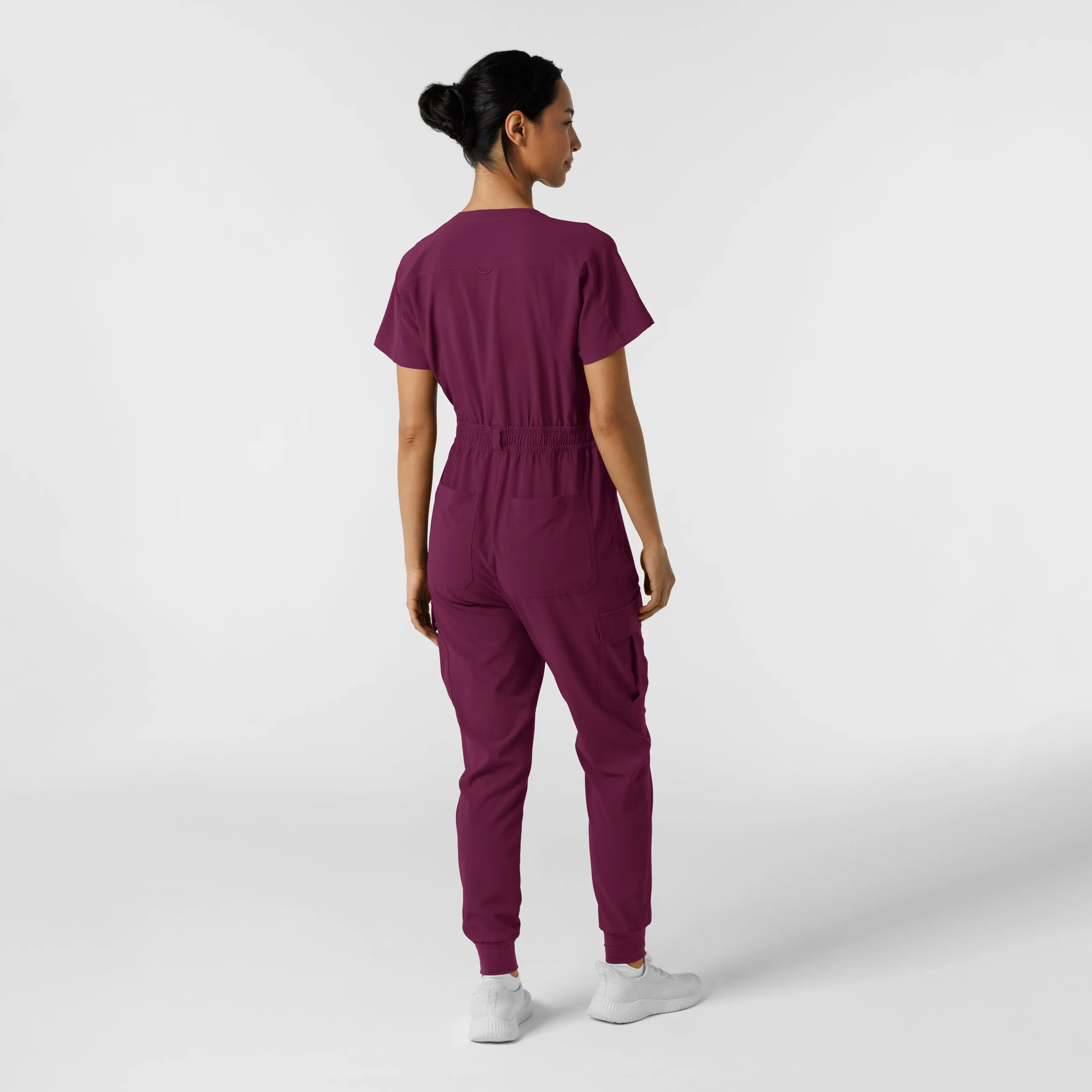 RENEW Women's Cargo Jogger Scrub Jumpsuit - Wine