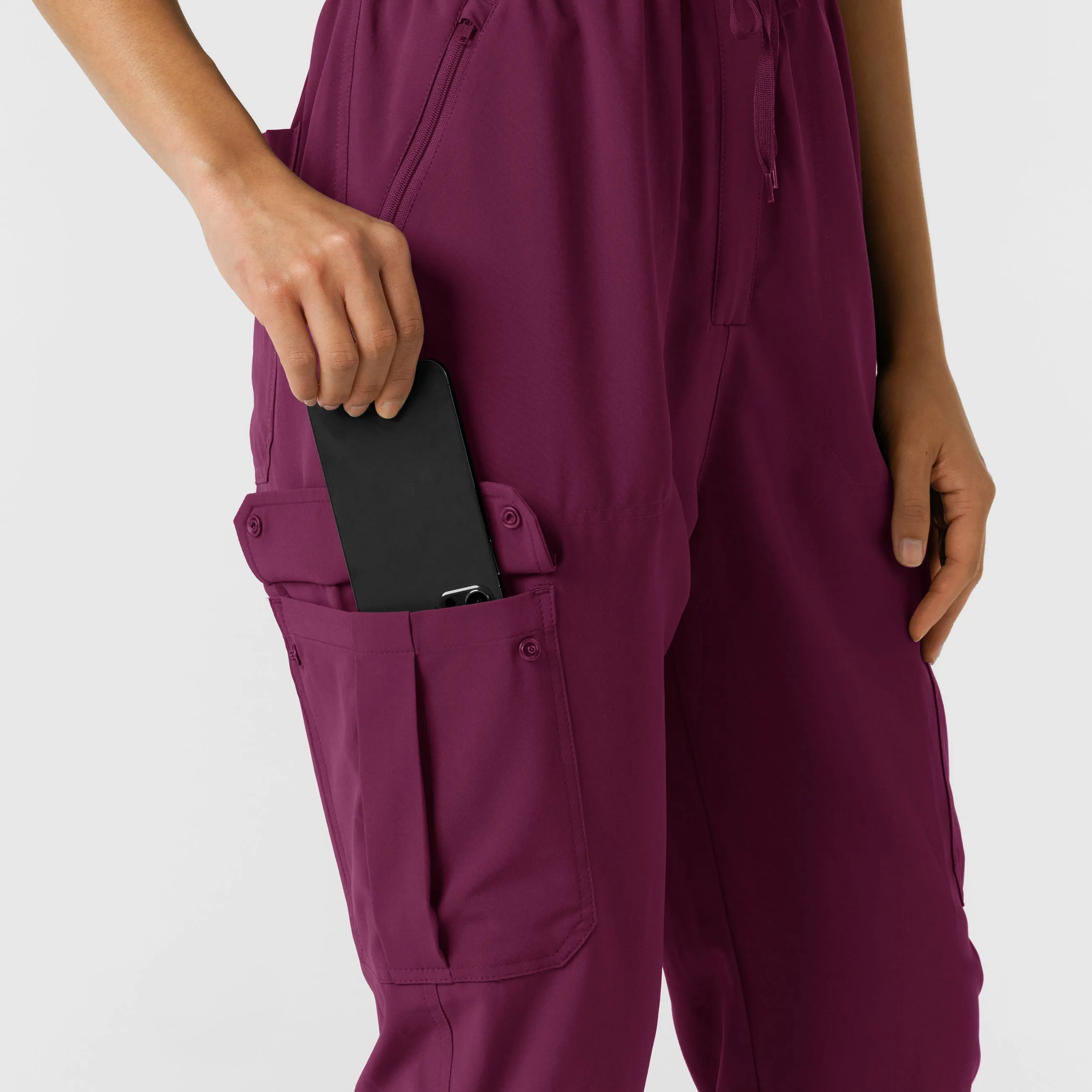 RENEW Women's Cargo Jogger Scrub Jumpsuit - Wine