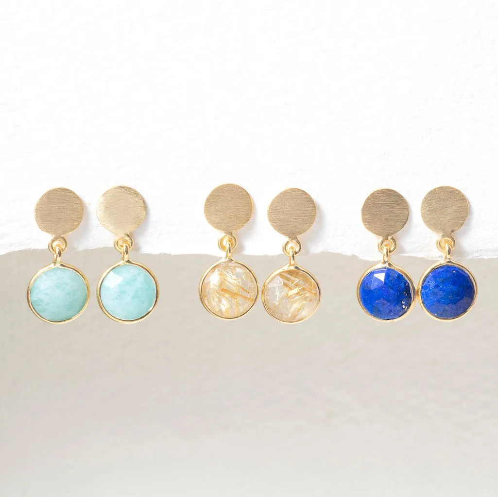 Salina Amazonite & Gold Vermeil Disc Earrings