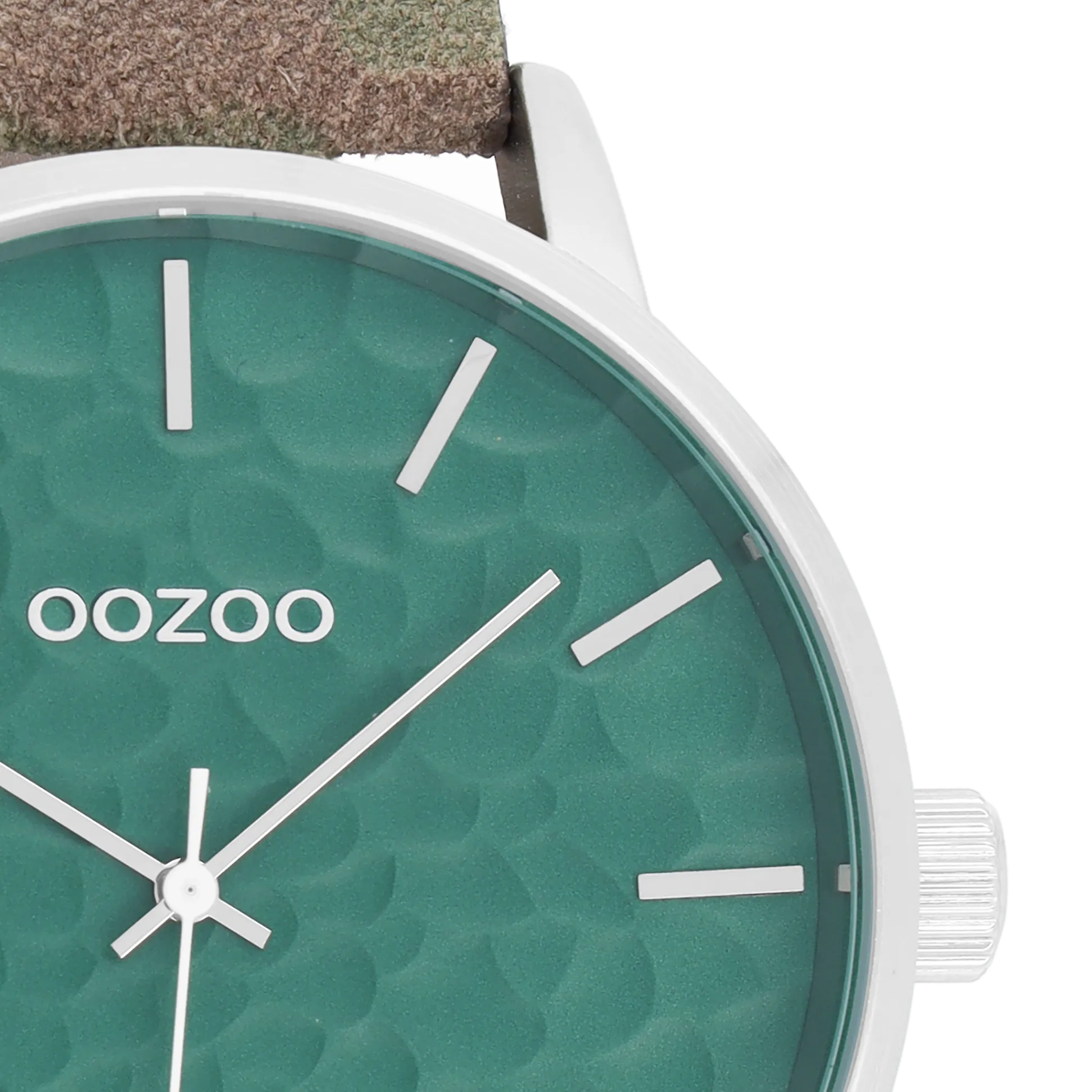 Silver coloured OOZOO watch with camouflage leather strap - C10460