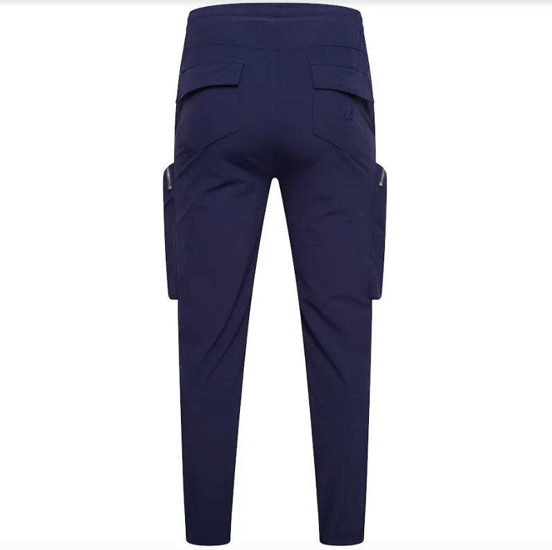 Stretch Curved Zip Nylon Cargo Pant - Navy