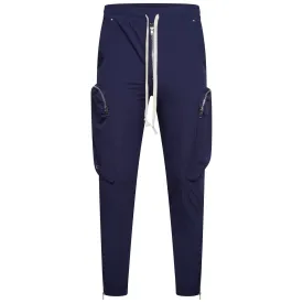 Stretch Curved Zip Nylon Cargo Pant - Navy